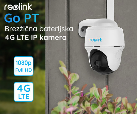 EOL - Kamera Reolink GO PT, brezžična, 4G-LTE, 1080p Full HD, vrtljiva, nočno snemanje, senzor gibanja, aplikacija, IP65, baterija + možnost solarnega napajanja