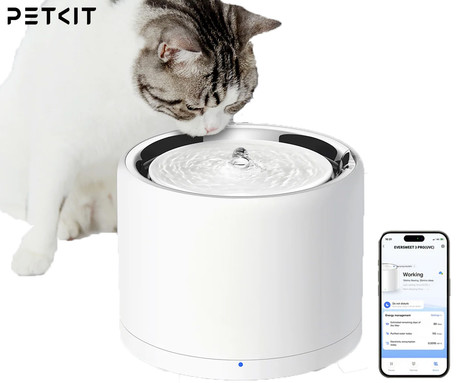 PETKIT EWERSWEET 3 PRO pametna vodna fontana, za pse / mačke, 1.6L prostornina, 3 načini delovanja, Wireless vodna črpalka, Bluetooth, aplikacija, enostavno čiščenje, 19.5x19.5x14.8cm, bela
