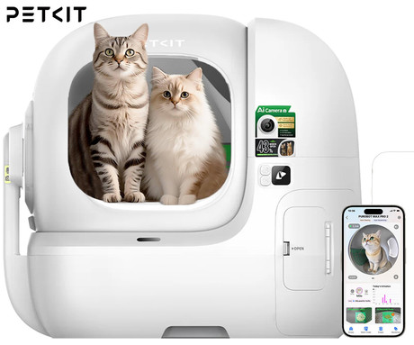 PETKIT PUROBOT MAX PRO 2 pametno mačje stranišče, za vse velikosti, AI kamera + zdravje, 360° varnostna zaščita, ShieldBase zasnova, Triple nadzor vonjav, tiho delovanje, WIFI, aplikacija, 66x60x54cm