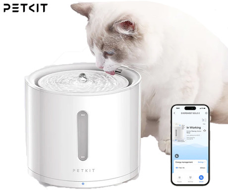 PETKIT EWERSWEET SOLO 2 pametna vodna fontana, za pse / mačke, 2L prostornina, 3 načini delovanja, Wireless 3.0 vodna črpalka, Bluetooth, aplikacija, enostavno čiščenje, 18.5x18.5x16.4cm, bela