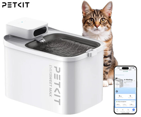 PETKIT EWERSWEET MAX pametna vodna fontana, za pse / mačke, 3L prostornina, 3 načini delovanja, polnilna baterija, Wireless vodna črpalka, Bluetooth, aplikacija, enostavno čiščenje, 26.5x19x17cm
