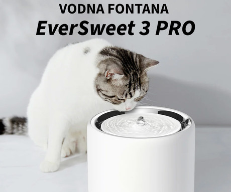 PETKIT EWERSWEET 3 PRO pametna vodna fontana, za pse / mačke, 1.6L prostornina, 3 načini delovanja, Wireless vodna črpalka, Bluetooth, aplikacija, enostavno čiščenje, 19.5x19.5x14.8cm, bela