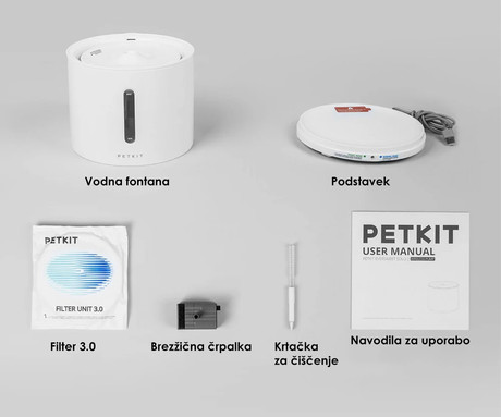 PETKIT EWERSWEET SOLO 2 pametna vodna fontana, za pse / mačke, 2L prostornina, 3 načini delovanja, Wireless 3.0 vodna črpalka, Bluetooth, aplikacija, enostavno čiščenje, 18.5x18.5x16.4cm, bela