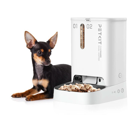 PETKIT YUMSHARE DUAL HOPPER pametni dozirnik hrane, za pse / mačke, 5L prostornina, AI zaznavanje gibanja, urnik hranjenja, FHD kamera, IR Night Vision, WIFI, aplikacija, mikrofon, zvočnik, 36x29x25cm