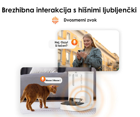 PETKIT YUMSHARE DUAL HOPPER pametni dozirnik hrane, za pse / mačke, 5L prostornina, AI zaznavanje gibanja, urnik hranjenja, FHD kamera, IR Night Vision, WIFI, aplikacija, mikrofon, zvočnik, 36x29x25cm