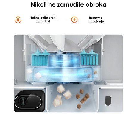 PETKIT YUMSHARE DUAL HOPPER pametni dozirnik hrane, za pse / mačke, 5L prostornina, AI zaznavanje gibanja, urnik hranjenja, FHD kamera, IR Night Vision, WIFI, aplikacija, mikrofon, zvočnik, 36x29x25cm