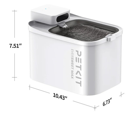 PETKIT EWERSWEET MAX pametna vodna fontana, za pse / mačke, 3L prostornina, 3 načini delovanja, polnilna baterija, Wireless vodna črpalka, Bluetooth, aplikacija, enostavno čiščenje, 26.5x19x17cm