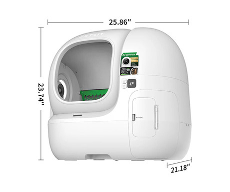 PETKIT PUROBOT MAX PRO 2 pametno mačje stranišče, za vse velikosti, AI kamera + zdravje, 360° varnostna zaščita, ShieldBase zasnova, Triple nadzor vonjav, tiho delovanje, WIFI, aplikacija, 66x60x54cm