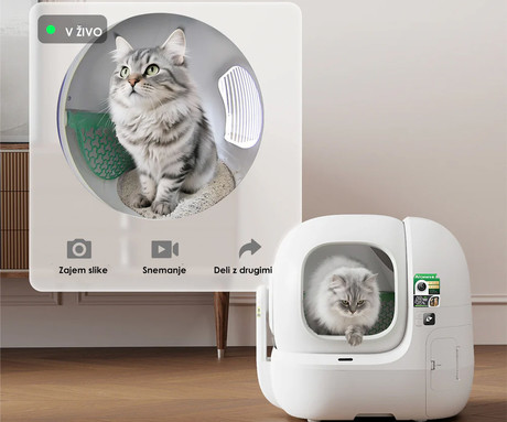 PETKIT PUROBOT MAX PRO 2 pametno mačje stranišče, za vse velikosti, AI kamera + zdravje, 360° varnostna zaščita, ShieldBase zasnova, Triple nadzor vonjav, tiho delovanje, WIFI, aplikacija, 66x60x54cm