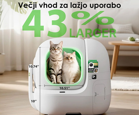 PETKIT PUROBOT MAX PRO 2 pametno mačje stranišče, za vse velikosti, AI kamera + zdravje, 360° varnostna zaščita, ShieldBase zasnova, Triple nadzor vonjav, tiho delovanje, WIFI, aplikacija, 66x60x54cm