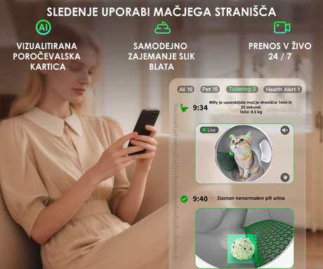PETKIT PUROBOT MAX PRO 2 pametno mačje stranišče, za vse velikosti, AI kamera + zdravje, 360° varnostna zaščita, ShieldBase zasnova, Triple nadzor vonjav, tiho delovanje, WIFI, aplikacija, 66x60x54cm