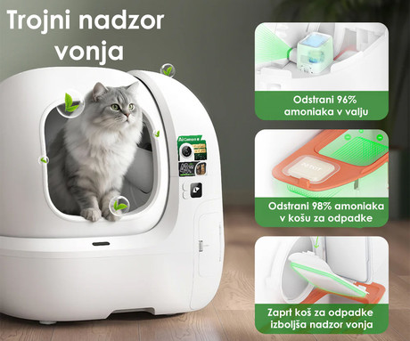 PETKIT PUROBOT MAX PRO 2 pametno mačje stranišče, za vse velikosti, AI kamera + zdravje, 360° varnostna zaščita, ShieldBase zasnova, Triple nadzor vonjav, tiho delovanje, WIFI, aplikacija, 66x60x54cm