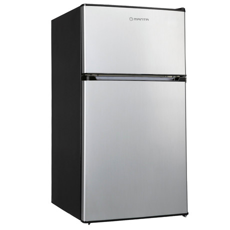 MANTA MM545D kombinirani hladilnik z zamrzovalnikom, 88L, 6-stopenjski nadzor temperature, učinkovito hlajenje, nastavljive nogice / stran odpiranja, 86.2x45.2x49.2cm, srebrno-črn (Silver Inox Black)