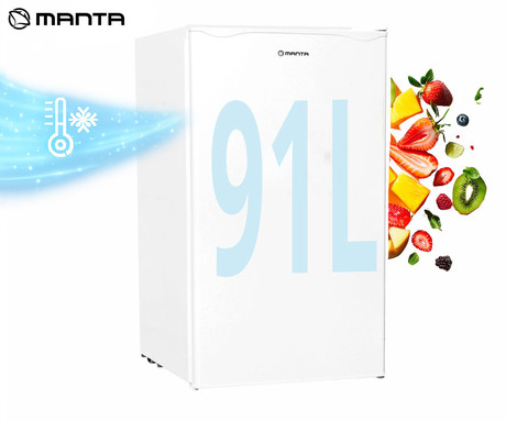 MANTA MM520P hladilnik z zamrzovalnikom, podpultni, 91L, 6-stopenjski nadzor temperature, učinkovito hlajenje, nastavljive nogice / stran odpiranja, 83x48x45cm, bel (Pure White)