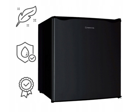 MANTA MM515P mini hladilnik, 46L, 6-stopenjski nadzor temperature, učinkovito hlajenje, predal z nizko temperaturo, nastavljive nogice / stran odpiranja, 48.7x48x45cm, črn (Classic Black)