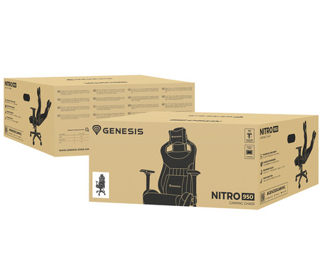 GENESIS NITRO 950 gaming / pisarniški stol, ergonomski, nastavljiva višina / naklon, zibanje, 2x blazina, 4D nasloni za roke, najlonska kolesa, eko usnje, do 150kg, črn