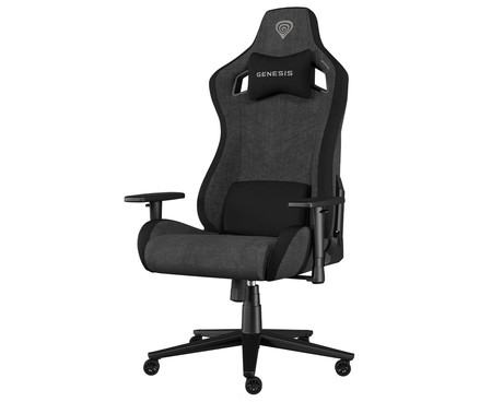 GENESIS NITRO 660 gaming / pisarniški stol, ergonomski, nastavljiva višina / naklon, zibanje, 2x blazina, 2D nasloni za roke, kolesa CareGLide™, tkanina, do 150kg, črno siv