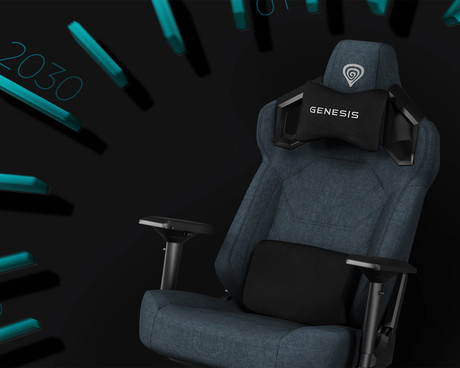 GENESIS NITRO 800 gaming / pisarniški stol, ergonomski, nastavljiva višina / naklon, zibanje, 2x blazina, 4D nasloni za roke, kolesa CareGLide™, tkanina, do 150kg, črno siv