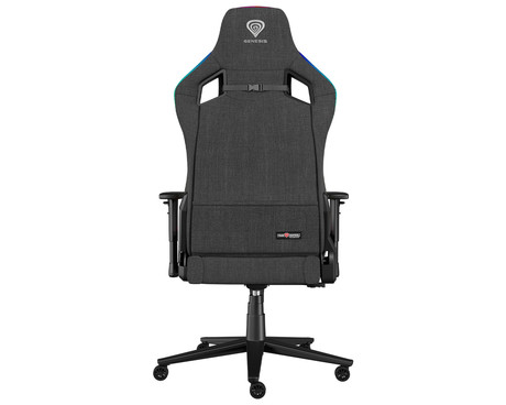 GENESIS TRIT 660 RGB gaming / pisarniški stol, ergonomski, nastavljiva višina / naklon, zibanje, 2x blazina, 2D nasloni za roke, RGB LED osvetlitev, kolesa CareGLide™, tkanina, do 150kg, siv