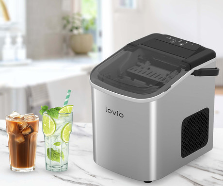 MANTA LOVIO LVIM001SL ledomat / naprava za izdelovanje ledu, 112W, 10kg/24ur, 1.1L rezervoar, S/L velikost kock, samodejno čiščenje, tiho delovanje, nerjaveče jeklo, +zajemalka, srebrn (Silver)