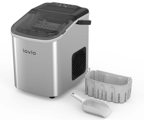 MANTA LOVIO LVIM001SL ledomat / naprava za izdelovanje ledu, 112W, 10kg/24ur, 1.1L rezervoar, S/L velikost kock, samodejno čiščenje, tiho delovanje, nerjaveče jeklo, +zajemalka, srebrn (Silver)