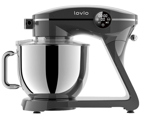 MANTA LOVIO LVSTM03P ChefMaster kuhinjski robot / mešalnik, 1800W moč, 6.5L posoda, 10 hitrosti, zaslon, Pulse funkcija, stepanje / mešanje / gnetenje, nerjaveče jeklo, +dodatki, siv (Titanium Gray)