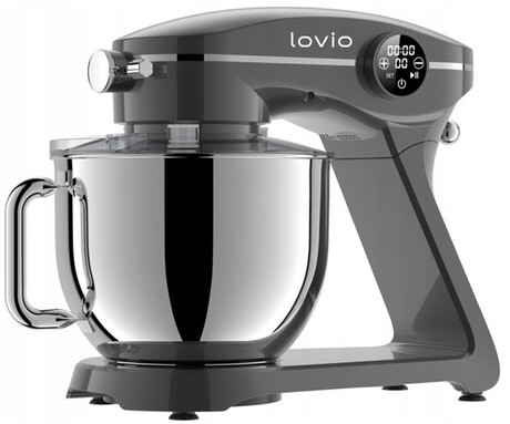 MANTA LOVIO LVSTM03P ChefMaster kuhinjski robot / mešalnik, 1800W moč, 6.5L posoda, 10 hitrosti, zaslon, Pulse funkcija, stepanje / mešanje / gnetenje, nerjaveče jeklo, +dodatki, siv (Titanium Gray)