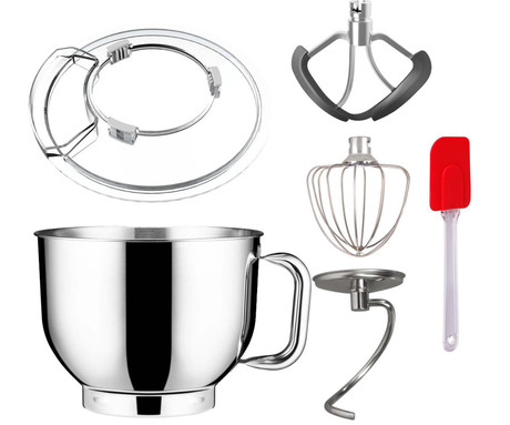 MANTA LOVIO LVSTM03P ChefMaster kuhinjski robot / mešalnik, 1800W moč, 6.5L posoda, 10 hitrosti, zaslon, Pulse funkcija, stepanje / mešanje / gnetenje, nerjaveče jeklo, +dodatki, siv (Titanium Gray)