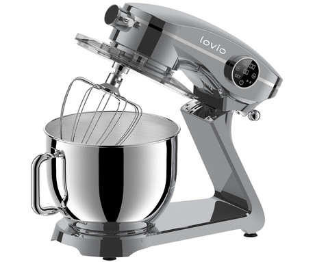 MANTA LOVIO LVSTM03P ChefMaster kuhinjski robot / mešalnik, 1800W moč, 6.5L posoda, 10 hitrosti, zaslon, Pulse funkcija, stepanje / mešanje / gnetenje, nerjaveče jeklo, +dodatki, siv (Titanium Gray)