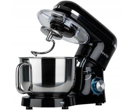 MANTA LOVIO LVSTM02P ChefAssistant Plus kuhinjski robot / mešalnik, 1900W moč, 6.2L posoda, 6 hitrosti, Pulse funkcija, stepanje / mešanje / gnetenje, nerjaveče jeklo, +dodatki, črn (Premium Black)