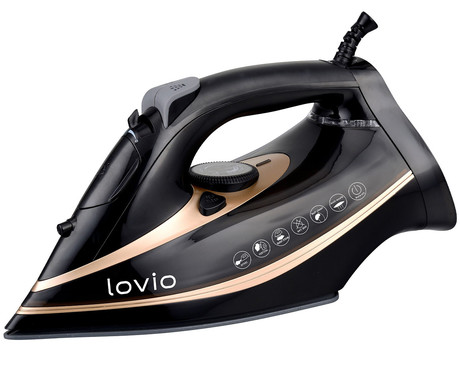 MANTA LOVIO LVSA001 parni likalnik, 2400W moč, 380ml rezervoar za vodo, keramična plošča, Auto-Steam sistem, Self-Clean funkcija, nastavljiva temperatura / para, pršenje, črn (Premium Black)