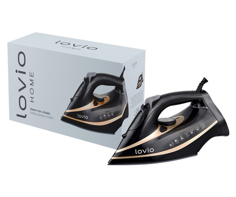 MANTA LOVIO LVSA001 parni likalnik, 2400W moč, 380ml rezervoar za vodo, keramična plošča, Auto-Steam sistem, Self-Clean funkcija, nastavljiva temperatura / para, pršenje, črn (Premium Black)