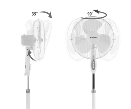 PLATINET PSF1616 ventilator, 16" (41cm), 40W moč, 3 lopatice, samostoječ, MESH zaščitna mreža, robustna konstrukcija, nizka poraba energije, tiho delovanje, kovina, 120x60x60cm, bel