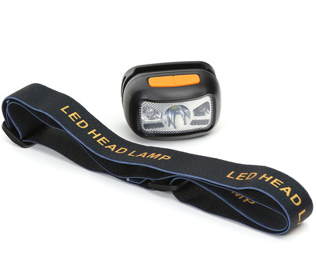 PLATINET PHL2882 naglavna LED svetilka, 3W moč, 270 lumnov, 1200mAh polnilna baterija, 4 načini delovanja, IP20 odpornost, upravljanje z gumbi / kretnjami, +naglavni trak, črno-oranžna