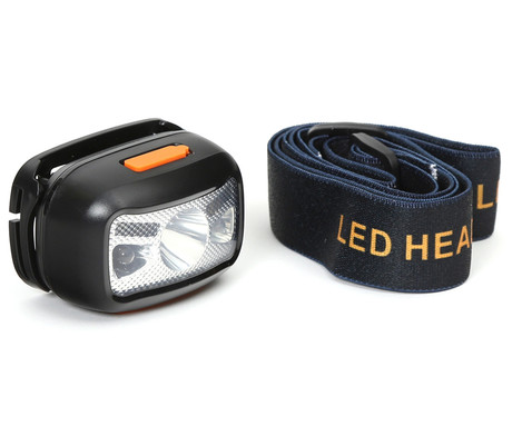 PLATINET PHL2882 naglavna LED svetilka, 3W moč, 270 lumnov, 1200mAh polnilna baterija, 4 načini delovanja, IP20 odpornost, upravljanje z gumbi / kretnjami, +naglavni trak, črno-oranžna