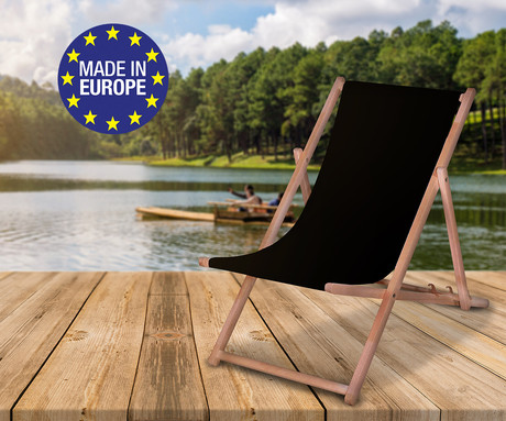 PLATINET PSW leseni ležalnik, MADE in EU, 3 stopnje nastavitve, zložljiva oblika, ultra lahka teža, zaščita pred nenamernim zlaganjem, bukov les, UV & vodoodporna tkanina, črn