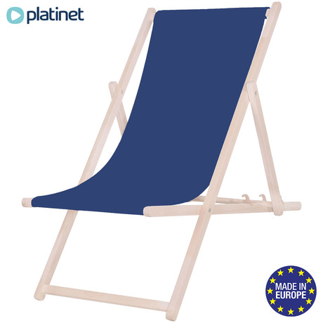 PLATINET PSW leseni ležalnik, MADE in EU, 3 stopnje nastavitve, zložljiva oblika, ultra lahka teža, zaščita pred nenamernim zlaganjem, bukov les, UV & vodoodporna tkanina, moder