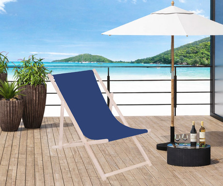 PLATINET PSW leseni ležalnik, MADE in EU, 3 stopnje nastavitve, zložljiva oblika, ultra lahka teža, zaščita pred nenamernim zlaganjem, bukov les, UV & vodoodporna tkanina, moder