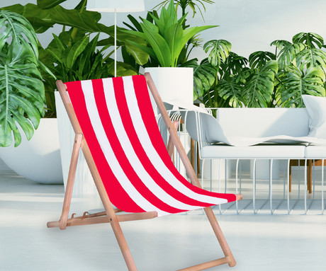 PLATINET PSW leseni ležalnik, MADE in EU, 3 stopnje nastavitve, zložljiva oblika, ultra lahka teža, zaščita pred nenamernim zlaganjem, bukov les, UV & vodoodporna tkanina, rdeče-bel