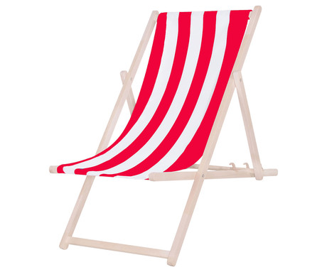 PLATINET PSW leseni ležalnik, MADE in EU, 3 stopnje nastavitve, zložljiva oblika, ultra lahka teža, zaščita pred nenamernim zlaganjem, bukov les, UV & vodoodporna tkanina, rdeče-bel