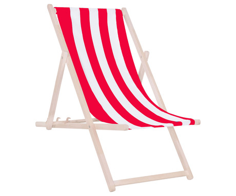 PLATINET PSW leseni ležalnik, MADE in EU, 3 stopnje nastavitve, zložljiva oblika, ultra lahka teža, zaščita pred nenamernim zlaganjem, bukov les, UV & vodoodporna tkanina, rdeče-bel