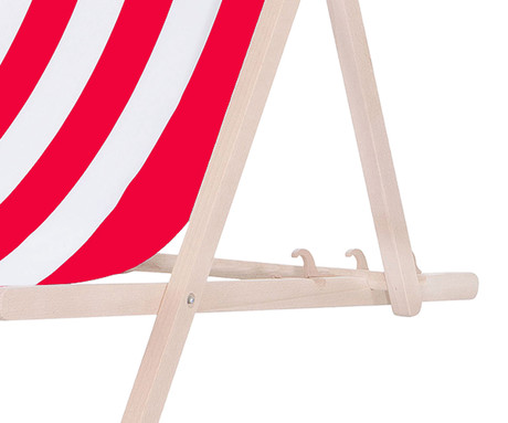PLATINET PSW leseni ležalnik, MADE in EU, 3 stopnje nastavitve, zložljiva oblika, ultra lahka teža, zaščita pred nenamernim zlaganjem, bukov les, UV & vodoodporna tkanina, rdeče-bel