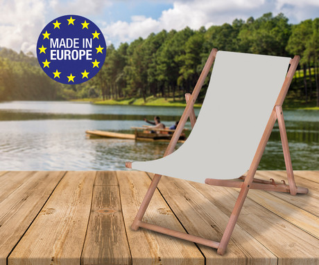 PLATINET PSW leseni ležalnik, MADE in EU, 3 stopnje nastavitve, zložljiva oblika, ultra lahka teža, zaščita pred nenamernim zlaganjem, bukov les, UV & vodoodporna tkanina, sivo-bež
