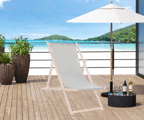 PLATINET PSW leseni ležalnik, MADE in EU, 3 stopnje nastavitve, zložljiva oblika, ultra lahka teža, zaščita pred nenamernim zlaganjem, bukov les, UV & vodoodporna tkanina, sivo-bež