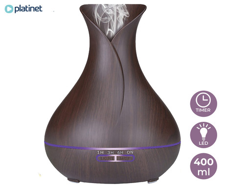 Platinet PADYM010DW vlažilec zraka in razpršilec eteričnih olj, LED osvetlitev v 7. barvah, timer, temna imitacija lesa