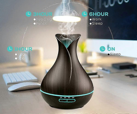 Platinet PADYM010DW vlažilec zraka in razpršilec eteričnih olj, LED osvetlitev v 7. barvah, timer, temna imitacija lesa