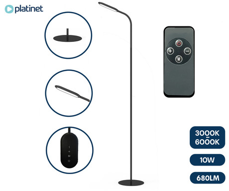 PLATINET PFL20 talna LED svetilka, 10W, do 680 lumnov, nastavljiva svetlost, nastavljiva barvna temperatura, upogljiva, IP20 odpornost, +daljinski upravljalnik, 152x23x23cm, črna