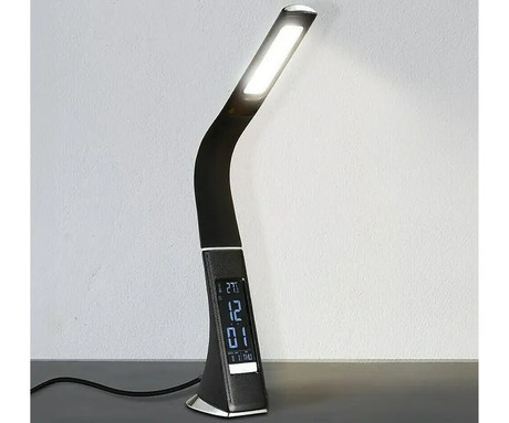 PLATINET PDLU3 namizna LED svetilka, do 480 lumnov, nastavljiva svetlost, nastavljiva barvna temperatura, upogljiv vrat, koledar, ura, termometer, IP20 odpornost, +adapter, 50x9x6cm, črna