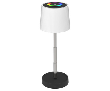 PLATINET PTL45RGB WAVY brezžična namizna LED svetilka, do 160 lumnov, nastavljiva svetlost / barvna temperatura / višina, 1200mAh polnilna baterija, IP44 odpornost, USB Type-C, 28.5x10cm, črno-bela