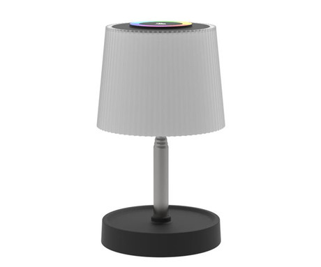 PLATINET PTL45RGB WAVY brezžična namizna LED svetilka, do 160 lumnov, nastavljiva svetlost / barvna temperatura / višina, 1200mAh polnilna baterija, IP44 odpornost, USB Type-C, 28.5x10cm, črno-bela